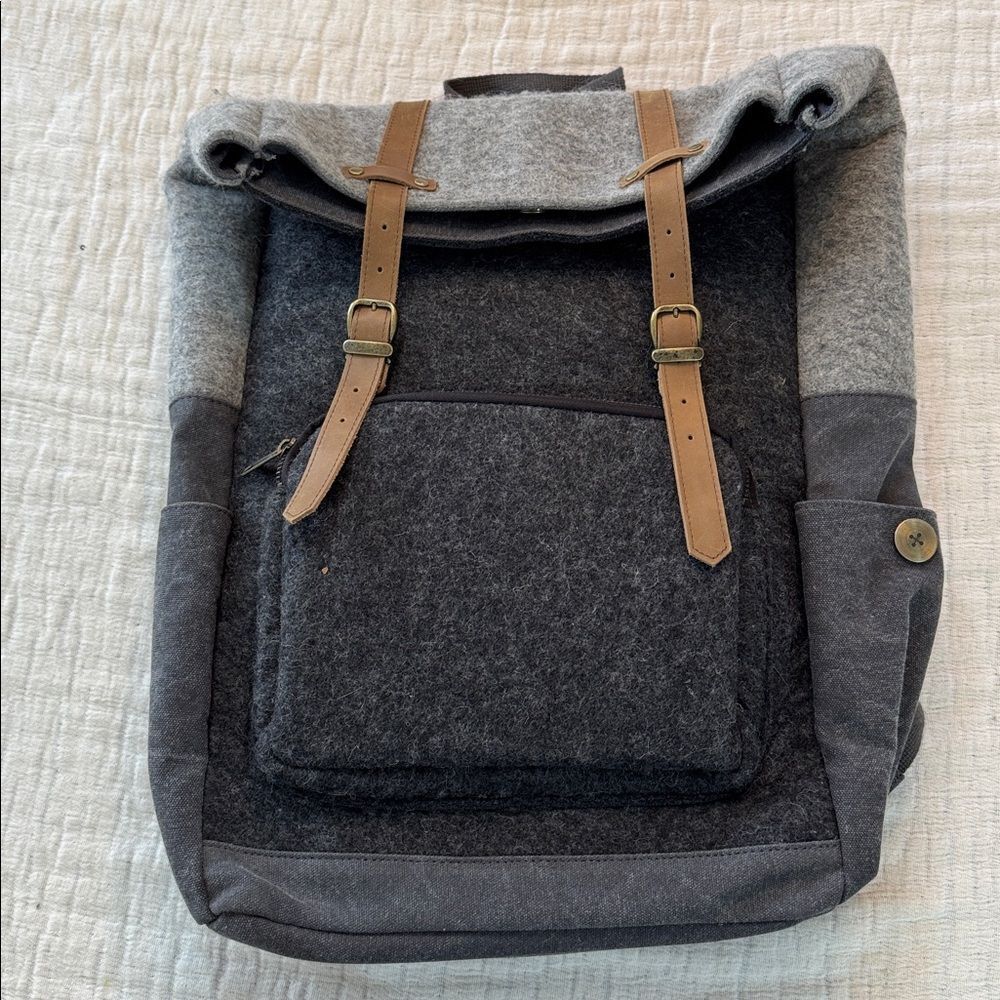 oliday wool/canvas/leather backpack - Picture 2 of 10